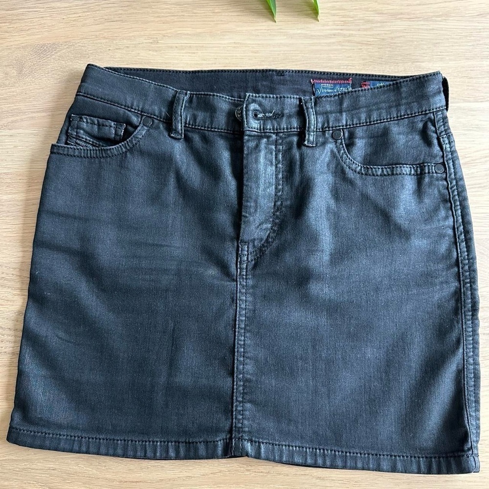 Vintage Diesel black denim mini skirt 
size  23